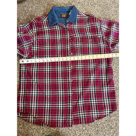 Vintage Faded Glory Long Sleeve Size XL Blue Denim Collar Shirt Is Red plaid. - Picture 5 of 6